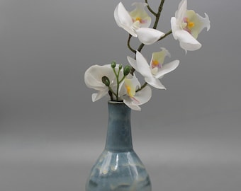 Bottle Flower Vase, light blue, matte, baby blue
