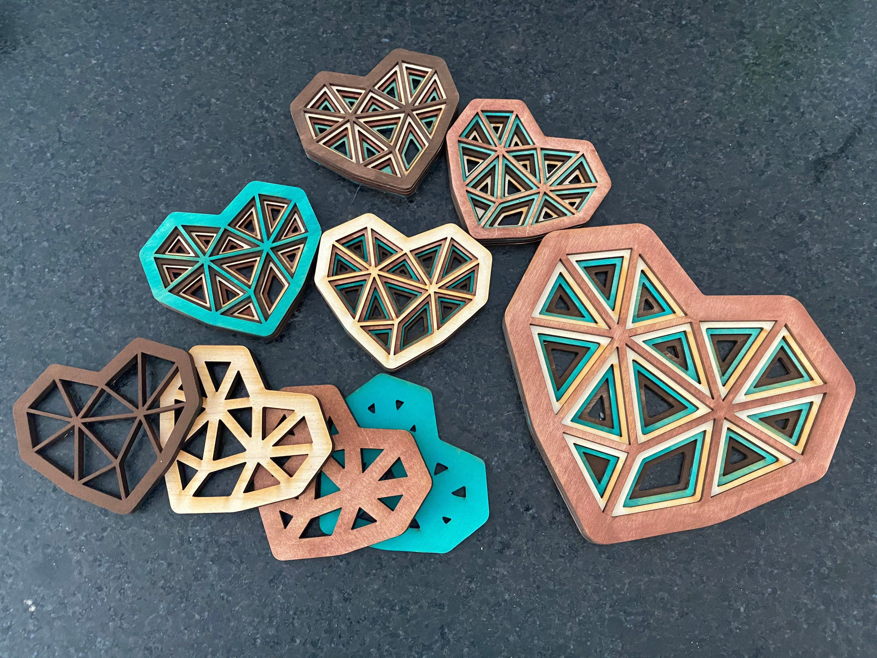 Layered Mandala trivet and heart coasters FILE ONLY for cnc Etsy