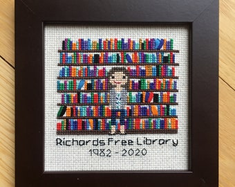 Personalized Cross Stitch Portrait for Book Lovers