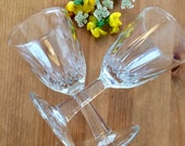 5 vintage - octagonal foot - chiselled glass shot glasses