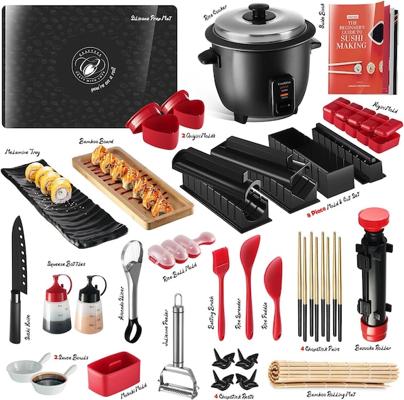 Super Deluxe Sushi machen Kit - Reiskocher, Bazooka Roller, Nigiri & Musubi  Form, Bambus Rollmatte, Streuer, Essstbchen - Etsy Schweiz
