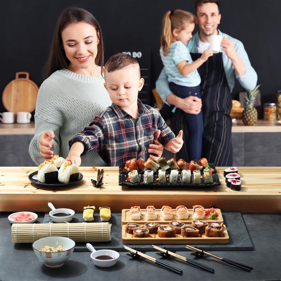 Sushi Making Kit - Home Cooking Gift Set for Kids and Adults - Silicone Sushi Roller with Recipe Book - DIY Sushi Maker Mold