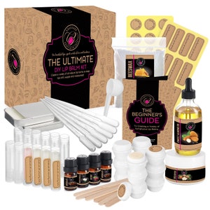 CraftZee Lip Balm Making Kit - DIY Lip Gloss Kit with Natural Beeswax, Shea Butter, Sweet Almond Oil, Essential Oils - Craft Kit For Adults