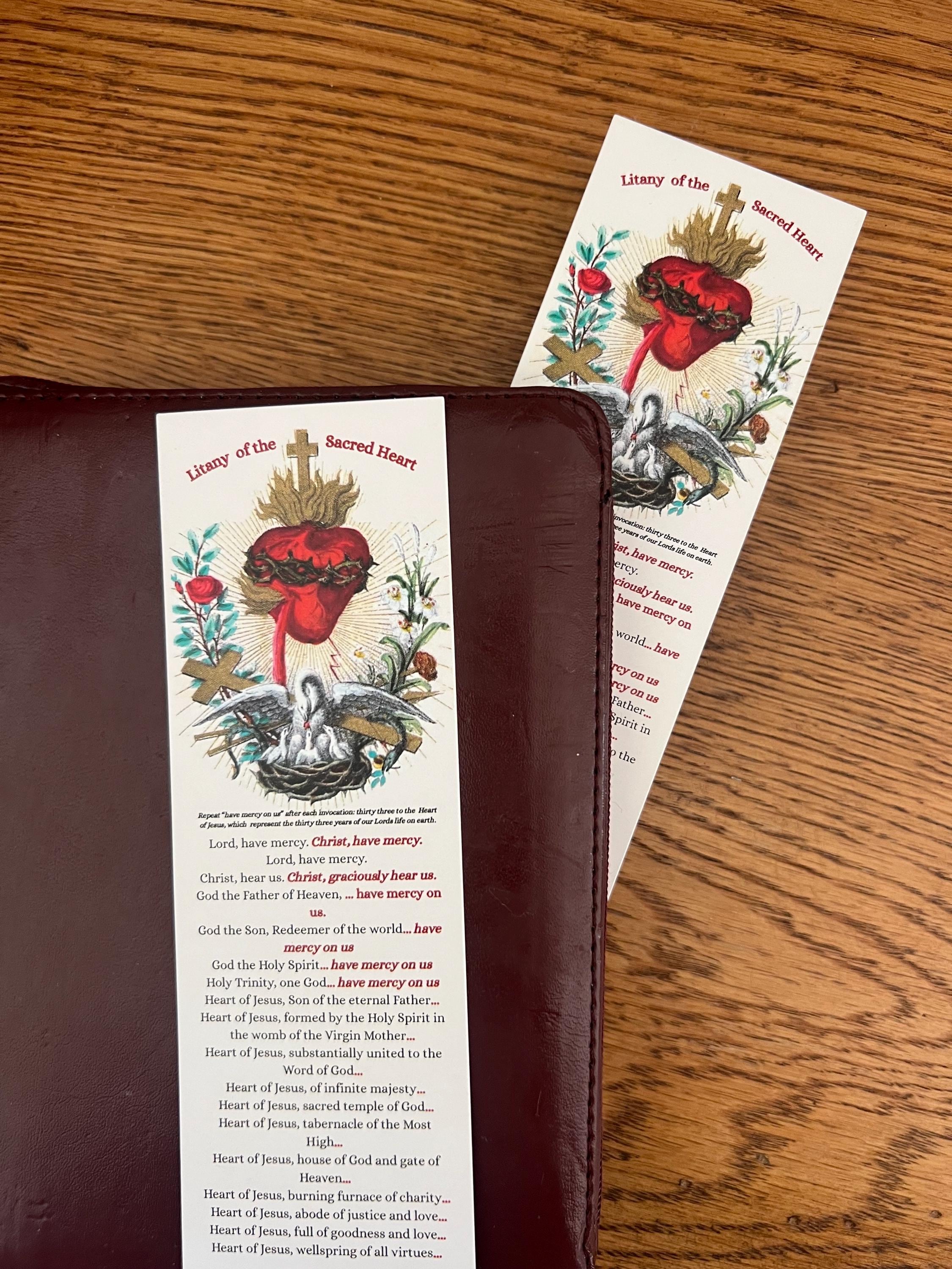Litany of the Sacred Heart Bookmark | Catholic Prayer Card (2x6 Inches ...