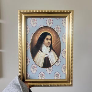 Vintage Prayer Cards in Gold Frames | Catholic Saints Home Decor