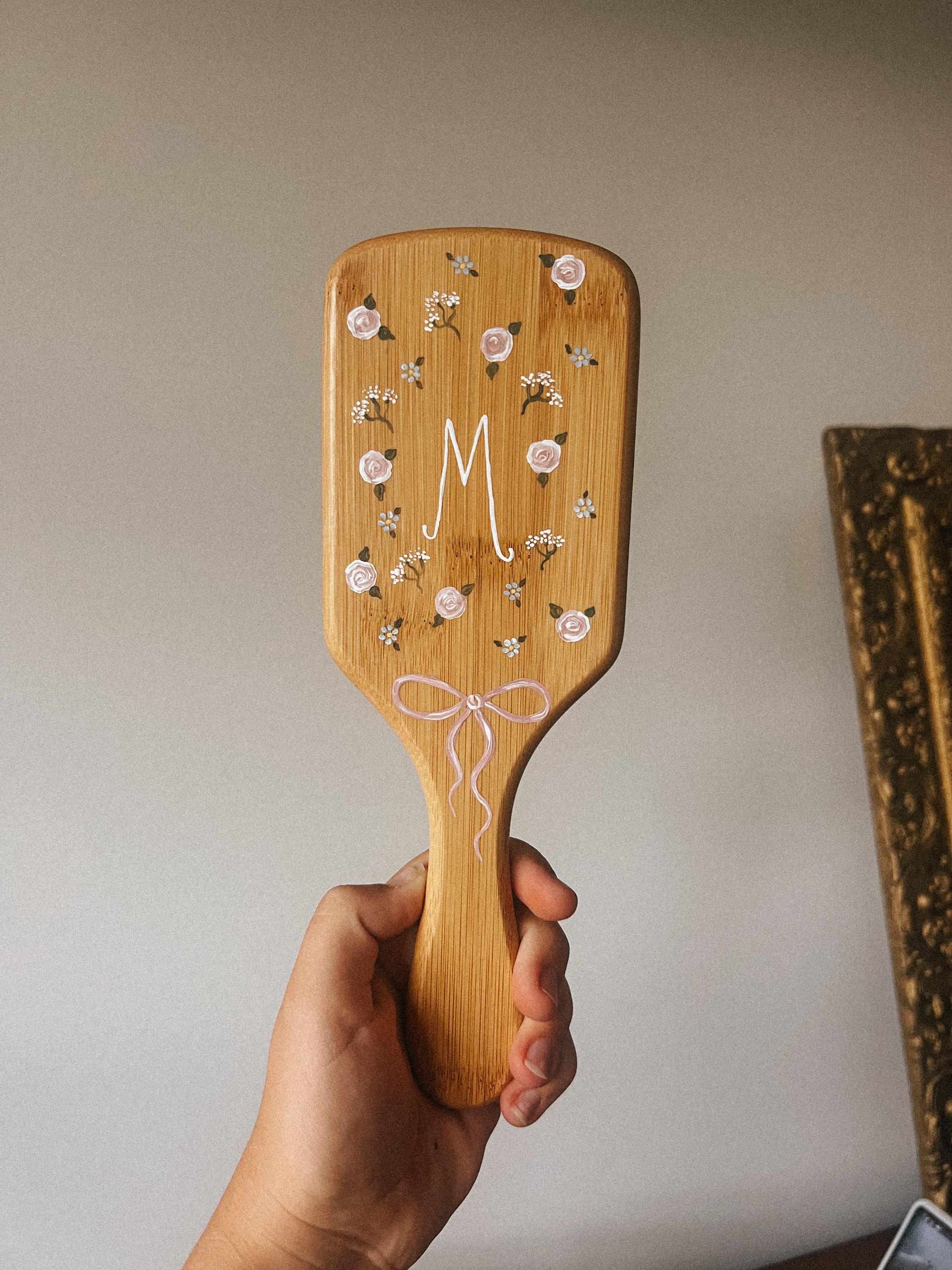 Personalized Initial & Name Paddle Brush, Handpainted, Bridesmaid Gift, Girl Gift Custom|