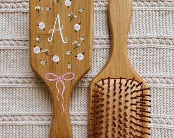 Personalized Initial Name Paddle Brush Handpainted Bridesmaid Gift Girl Gift Custom: Keepsake Hair Brush