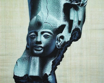 Horemheb, Freehand Gouache Painting on Papyrus BY Ihab Adeeb.