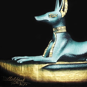 Anubis Papyrus Painting - Handmade Egyptian Art - Ancient God of Afterlife - Mythology Wall Decor - Sacred Anubis Artwork - Unique Gift