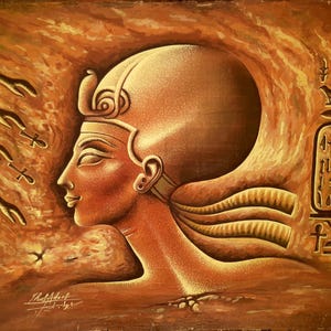 Handmade Ancient Egyptian Papyrus Painting of Meritaten – Daughter of Akhenaten & Nefertiti, Historical Wall Art, Authentic Decor