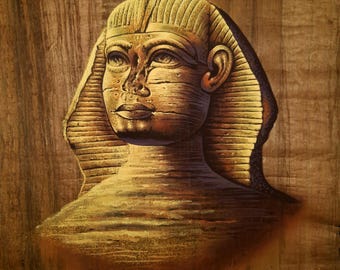 Handmade Sphinx Gouache Painting on Papyrus – Ancient Egypt Wall Art