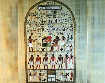 Tapiz de pared con escena de la tumba de Nebamun, pintado a mano en papiro egipcio