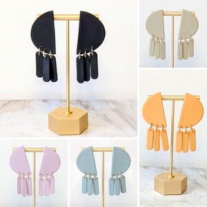 MULTIPLE COLORS | Handmade Polymer Clay Dangle Earrings: Large Semi Circles