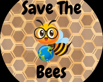 Save The Bees Matte Circle Sticker