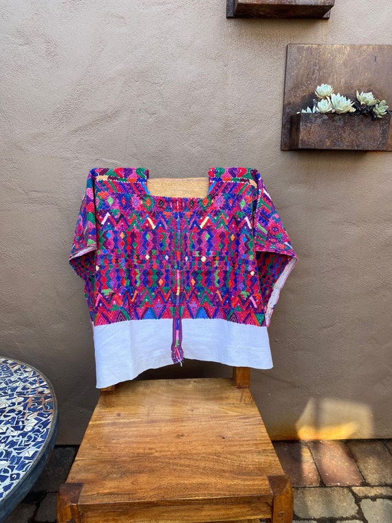 Hand Woven Guatemalan Huipil Blouse, Authentic, V… - image 1
