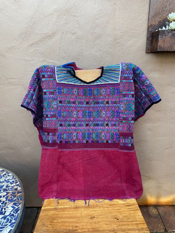 Hand-Woven Guatemalan Huipil Blouse, Authentic, V… - image 1