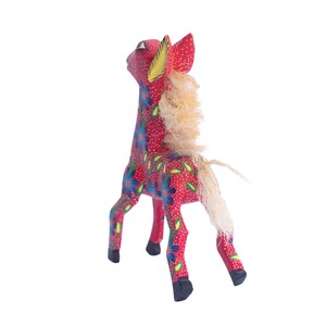 Blue Jiraffe Oaxacan Wooden Sculpture Alebrije