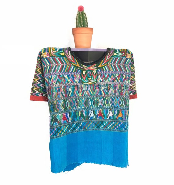 Huipil Blouse from Guatemala, Embroidered Flowers,