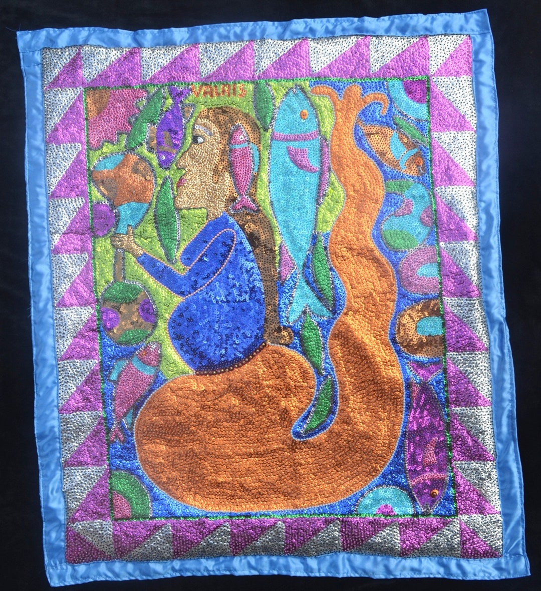 Handmade Vintage Vodou Drapeau Sequin La Sirene Voodoo Etsy