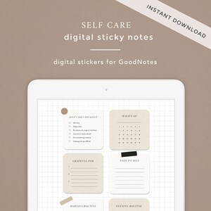 Earthy Sticky Notes Self Care Sticky Notes 1.0 (rounded) - Goodnotes Planners Notebook ...