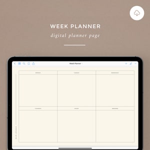 May include: A digital weekly planner on a tablet screen. The planner is divided into seven sections, one for each day of the week, with the days labeled Monday through Wednesday and then Thursday, Friday, and Weekend.