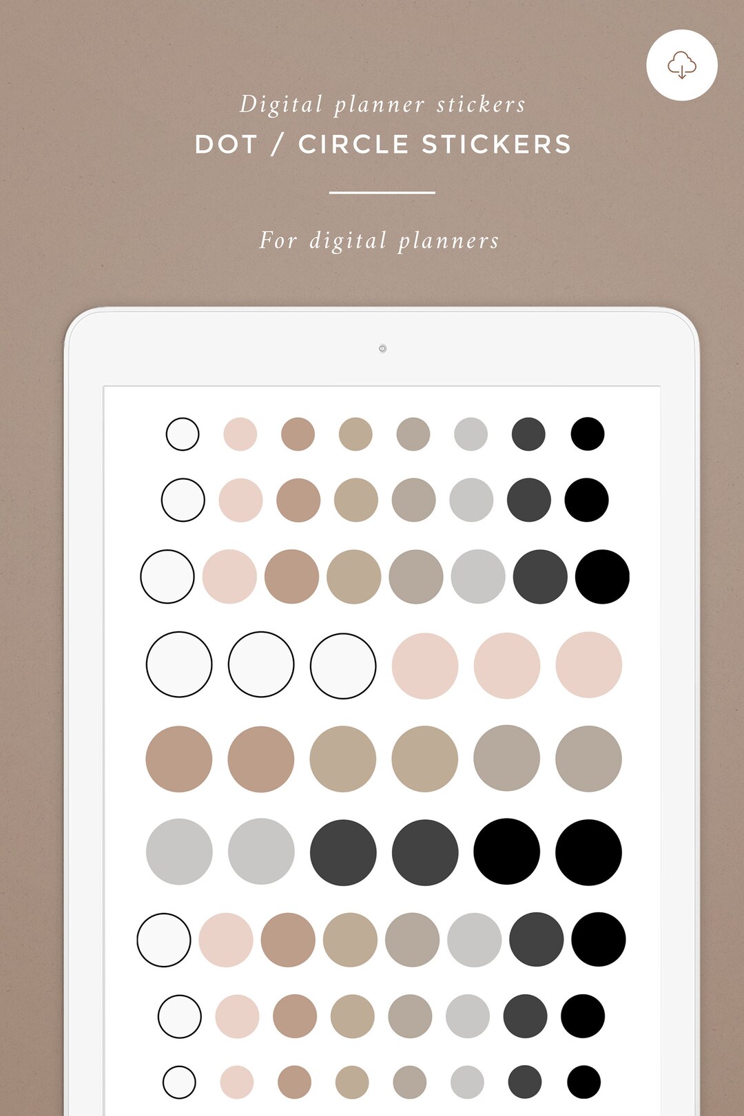 Circle Dot Stickers (neutral) - DIGITAL and PRINTABLE Planner Stickers ...