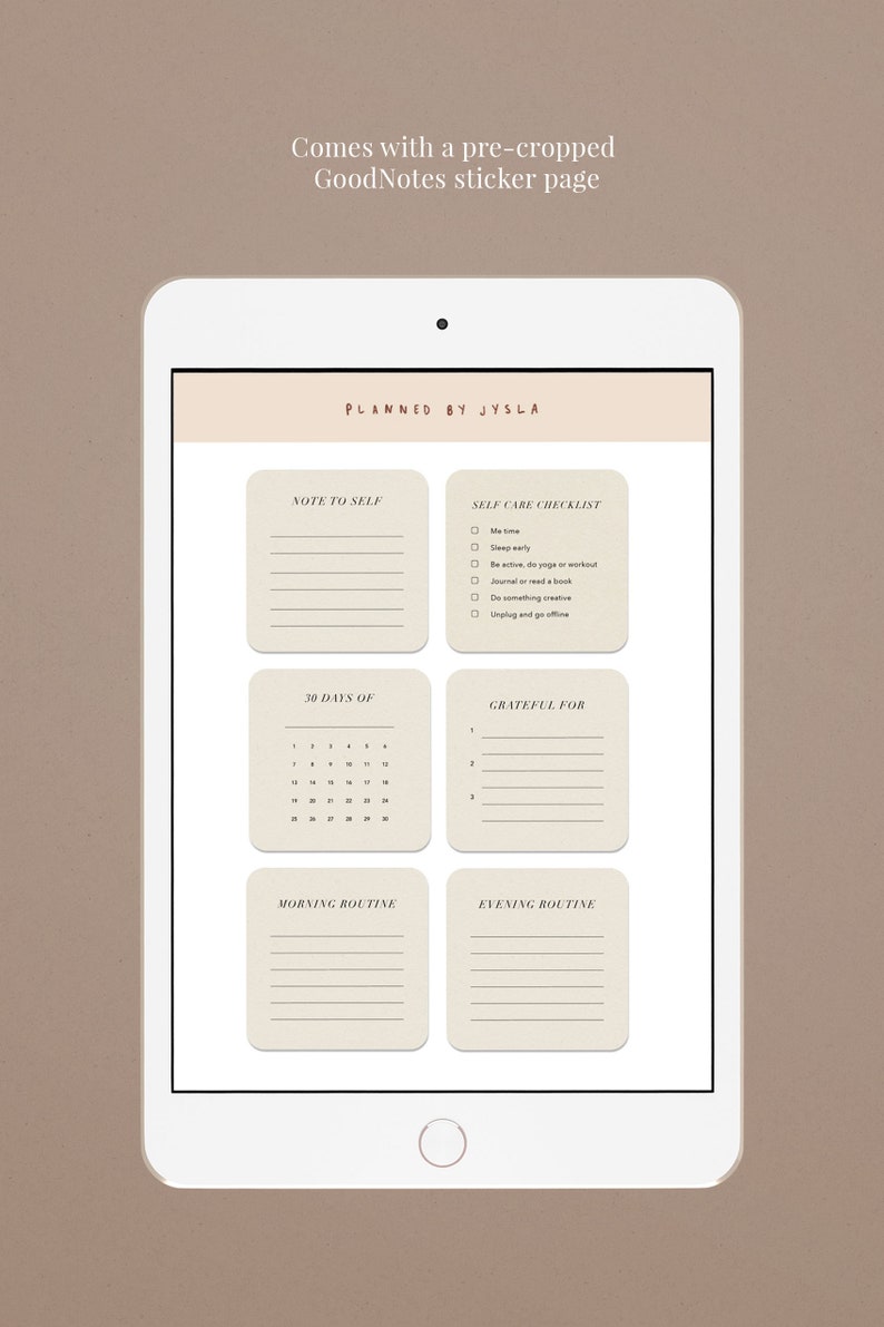 Earthy Sticky Notes Self Care Sticky Notes 1.0 (rounded) - Goodnotes Planners Notebook ...