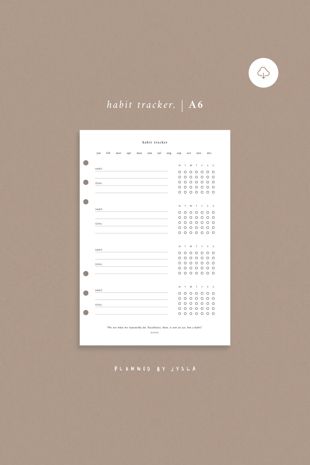 Habit Tracker A6 Size | Minimal Planner Printable Insert, Weekly Habits ...