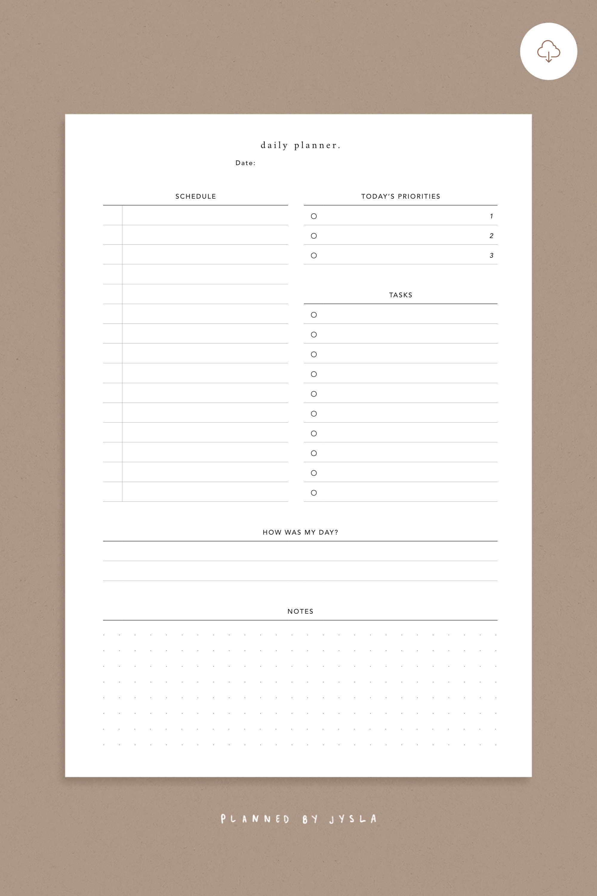 Daily Planner A5 Printable — Minimal Planner Printable Insert, Daily ...