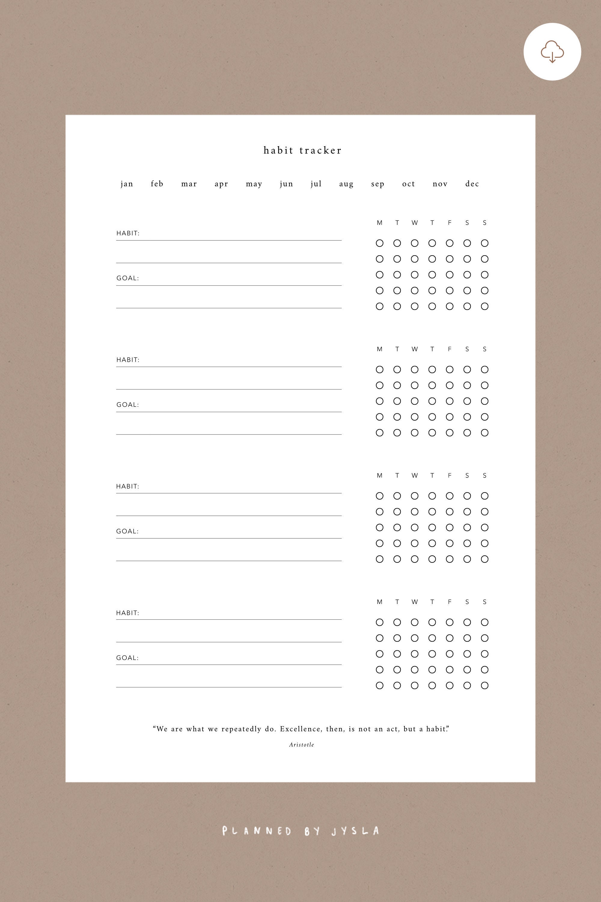 Habit Tracker A6 Size | Minimal Planner Printable Insert, Weekly Habits ...