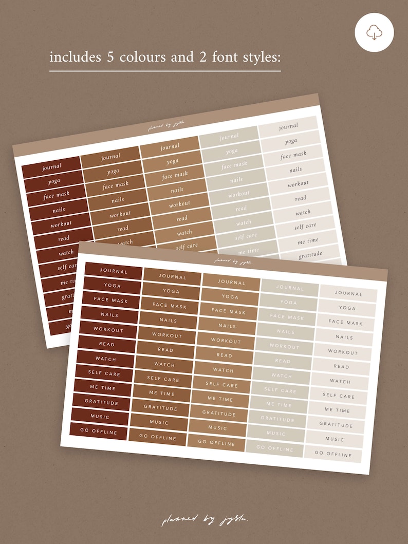 Self Care (earthy) | Digital Label Stickers Goodnotes Planners Notebook ...