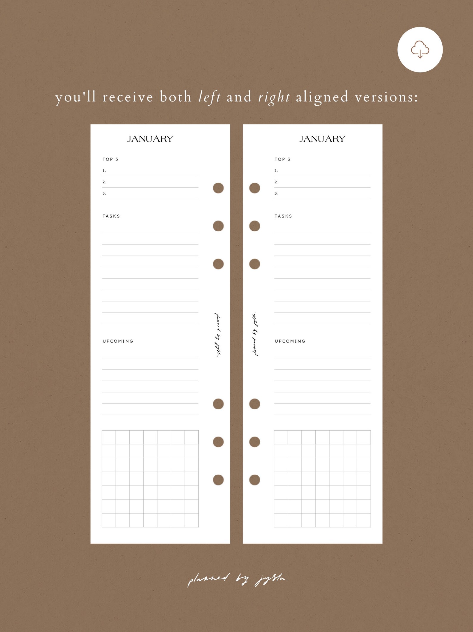 Half A5 Page Monthly Planner 'bookmark' Planner Insert | Minimal ...