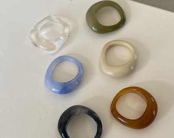 Anillo de resina con burbujas: joyería acrílica retro con estilo Y2K