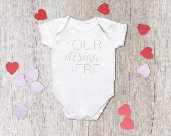 Baby Bodysuit With Hearts Mockup Baby Bodysuit Mockup Styled
