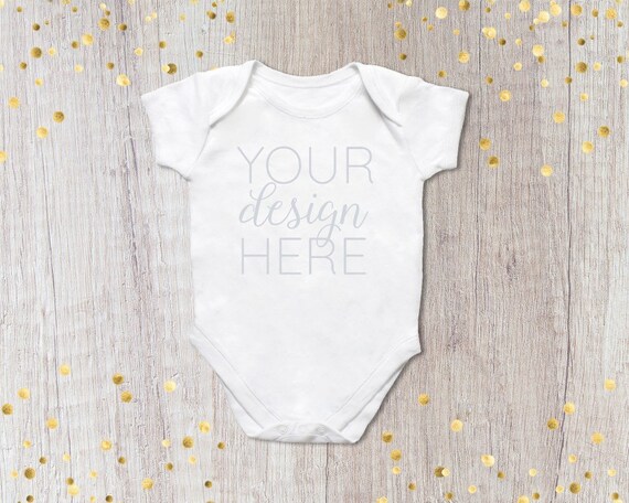 Download Free Baby Bodysuit With Gold Dots Mockup Baby Bodysuit ...