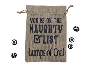 On the Naughty List, Lump of Coal for Christmas, Stocking Stuffers, Funny Christmas gift, white elephant gift, tic-tac-toe