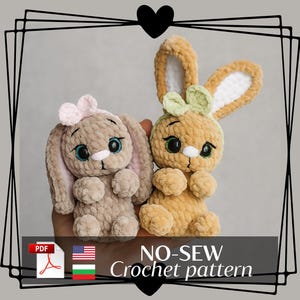 Patrón de crochet para conejito de peluche, tutorial de amigurumi para principiantes con fotos y videos, patrón de crochet fácil, guía paso a paso