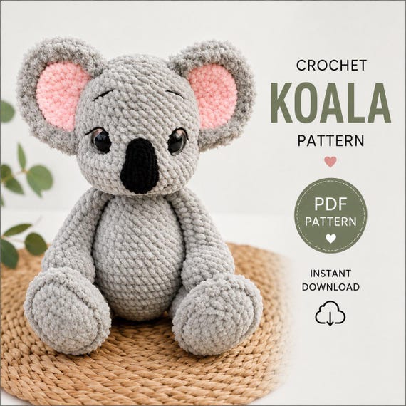 Koala Crochet Pattern, PDF Plush Toy Pattern, Easy Step-by-Step Guide, Amigurumi Spring toy, English PDFpattern, Crochet plush decoration