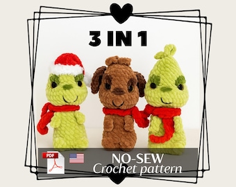 Crochet Pattern Christmas Elves & Dog, No Sew Plush Toy, Begginer Friendly, Easy Step-by-Step Guide, English PDF Pattern Holiday Decor
