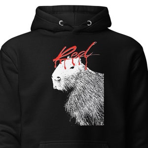 Sudadera con capucha Whole Lotta Red Capybara: sudadera con capucha negra inspirada en Playboi Carti, diseño de goteo de Playboi Carti, ropa urbana de hip-hop, sudadera con capucha unisex