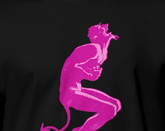 Devil Graphic Tee: Retro Pink Demon - Unhinged Funny Style