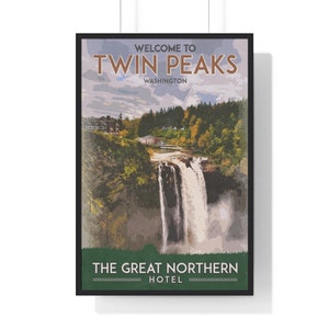 Twin Peaks Vintage Travel Poster, The Great Northern Hotel Framed Poster