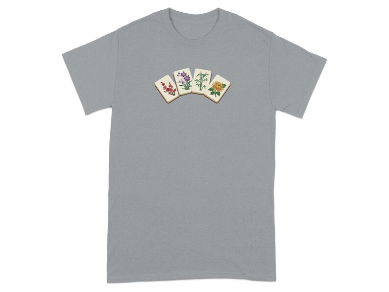 Botanical Cards Graphic Tee, Nature Inspired T-Shirt, Unique Plant Illustration Top, Casual Wear, Comfortable Graphic T-Shirt