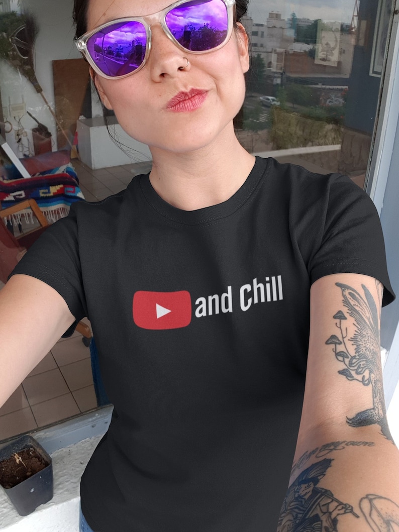 YouTube and Chill T-Shirt, Short-Sleeve Unisex T-Shirt image 1