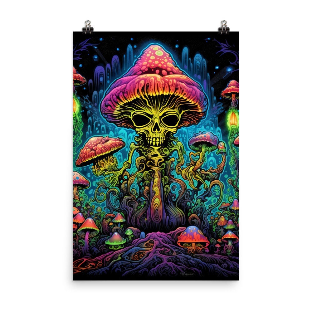 Mushroom Skull Poster: Psychedelic Trippy Art Print - Etsy