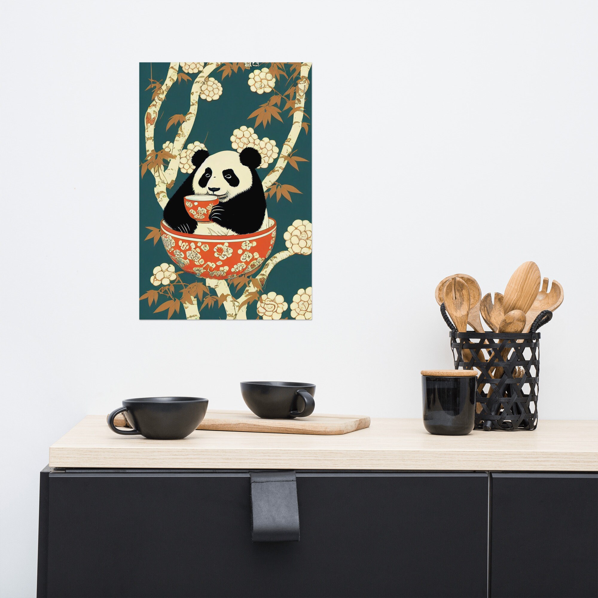 Vintage Panda Art Print, Drinking Tea in Teacup (digital Poster) - Etsy