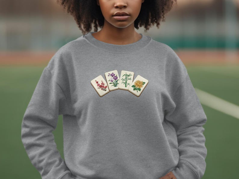 Unique Floral Graphic Sweatshirt, Cozy Casual Wear, Botanical Design, Gift for Her, Trendy Streetwear, Comfortable Pullover