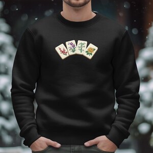 Botanical illustration sweatshirt, nature lover gift, floral print pullover, cozy winter wear, unique botanical art clothing