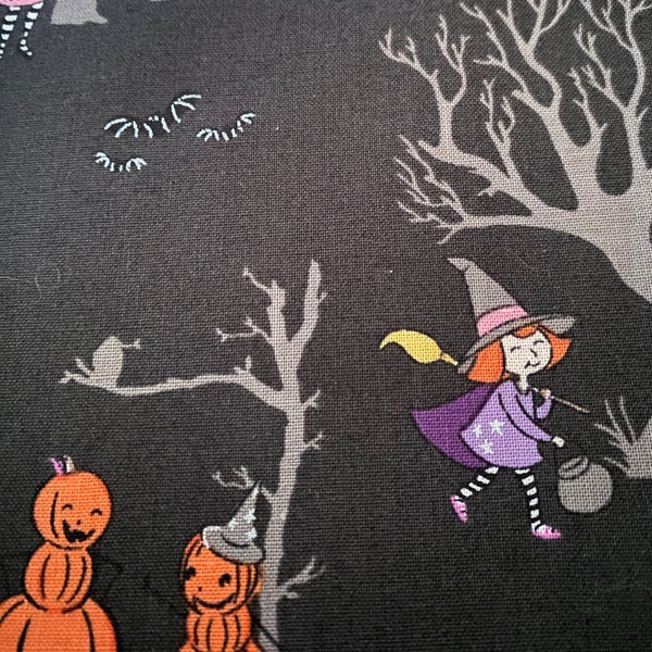 Spooky Schoolhouse, Riley Blake, Fabric, Sewing, Quilting, BTQY, UNFINISHED, Halloween, Children, Witches, Cute, Spooky, Trees, Girls