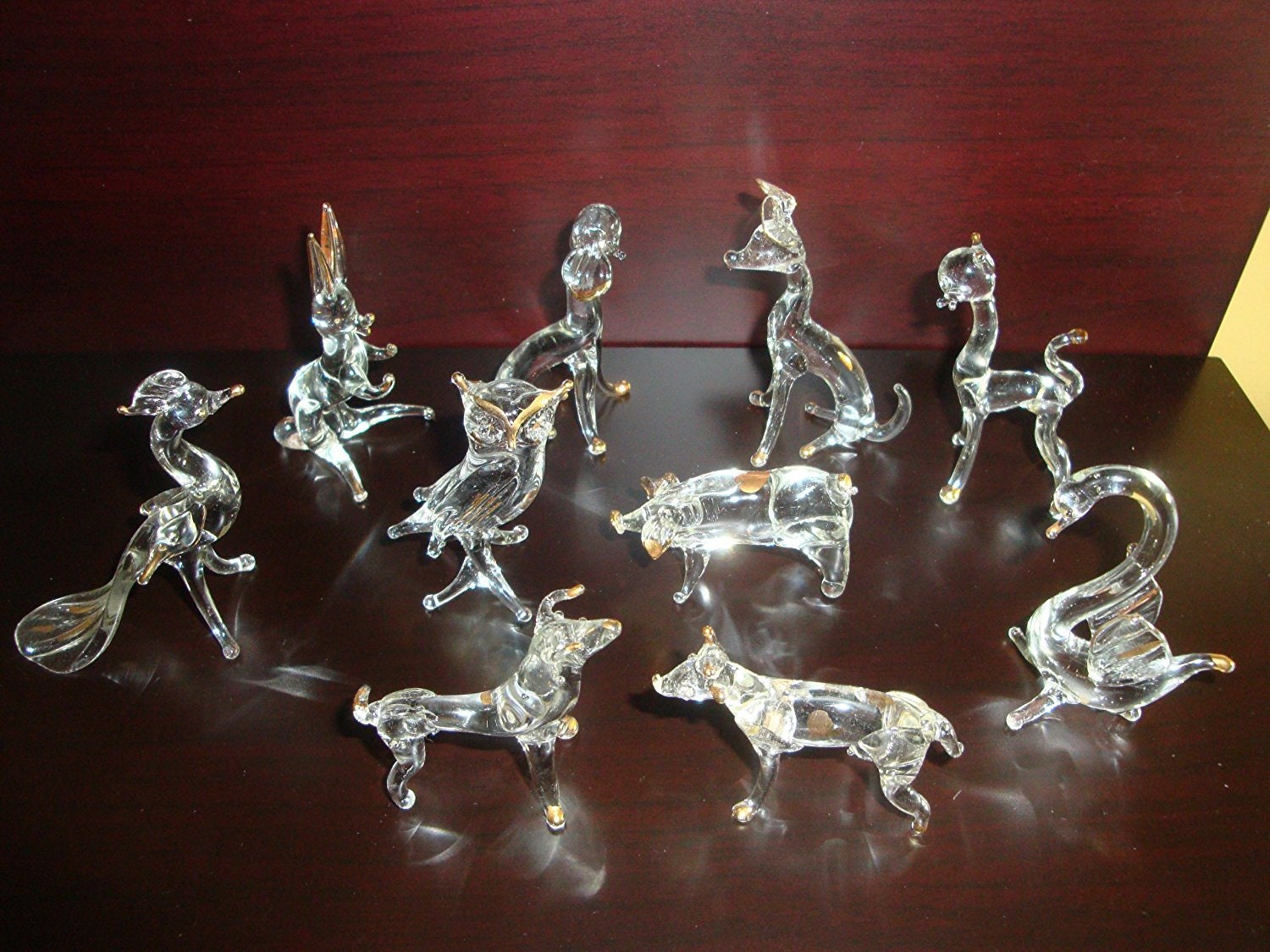 Set of 10 Piece Blown Glass Animal Figurine Set Etsy